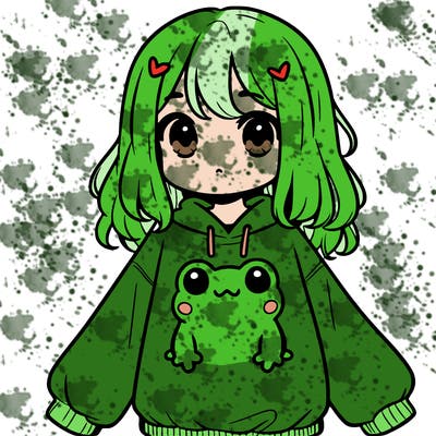 girl wearing frogging sweatshirt