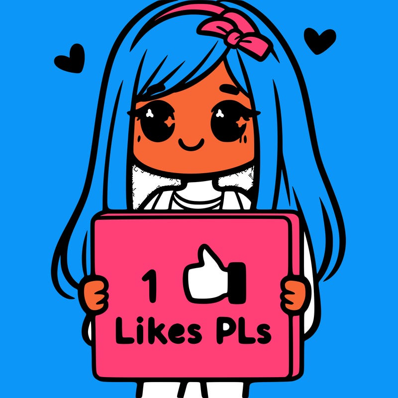 girl holding a sign saying 10 likes pls