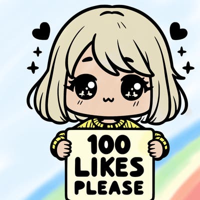 cute girl holding a sign saying 100 likes please