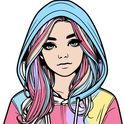 realistic girl with a hoodie