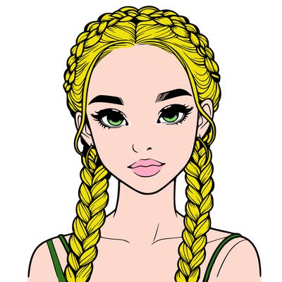realistic girl with braids