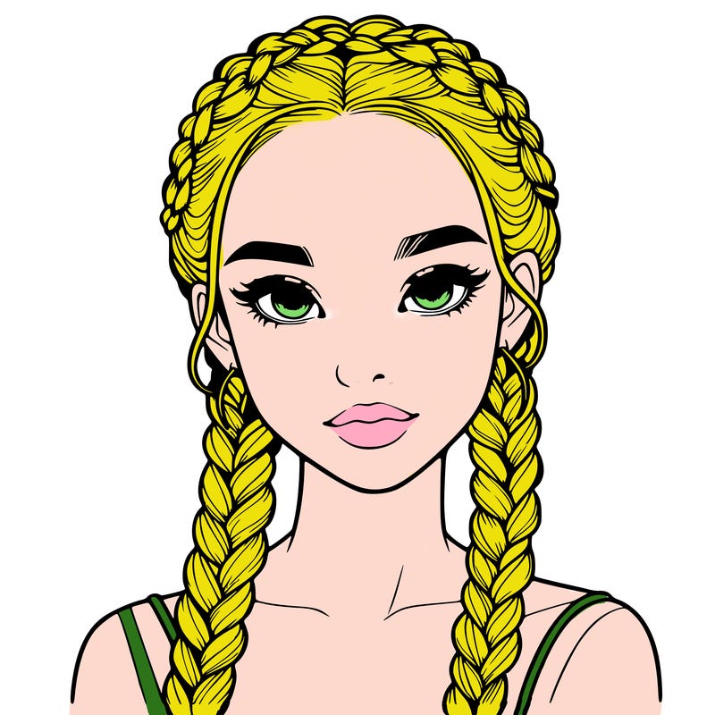realistic girl with braids
