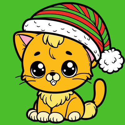 kitten with christmas hat