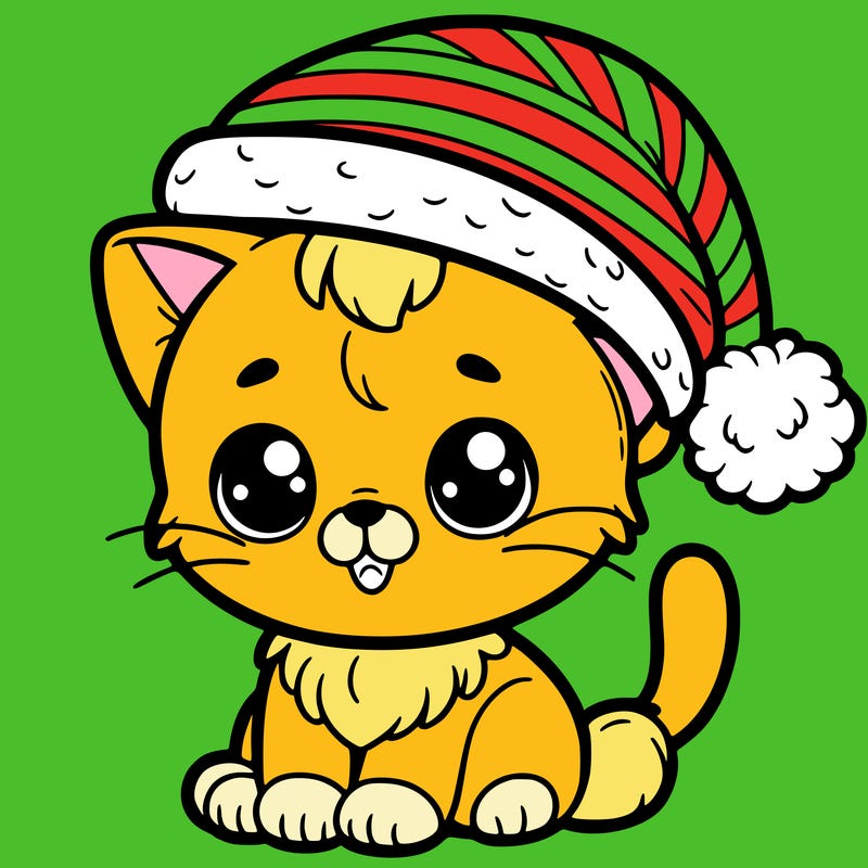 kitten with christmas hat