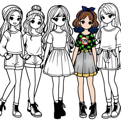 a group of five girls