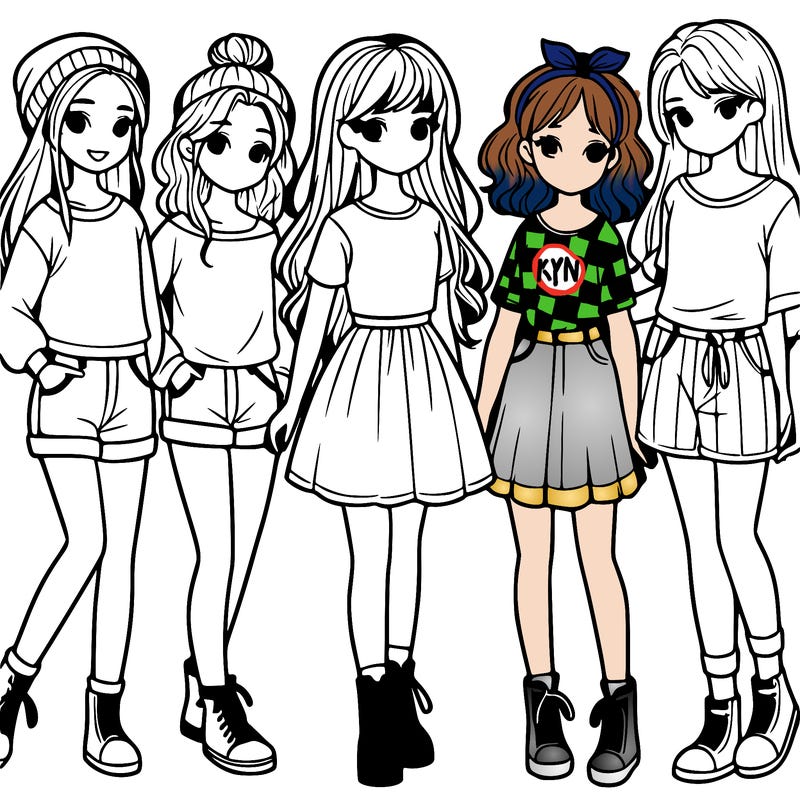 a group of five girls