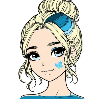 realistic pretty girl with hair in bun