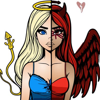 devil vs angel realistic girl