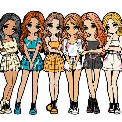 a group of girls realistic
