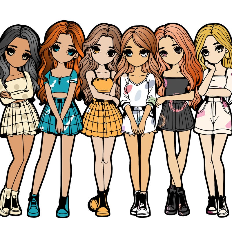 a group of girls realistic