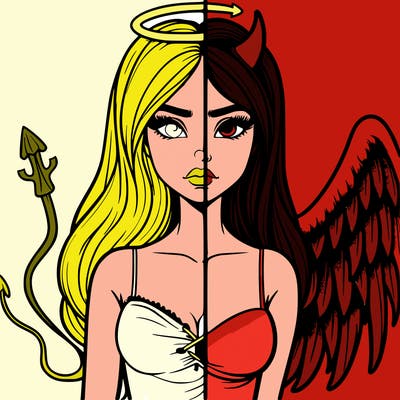 devil vs angel realistic girl