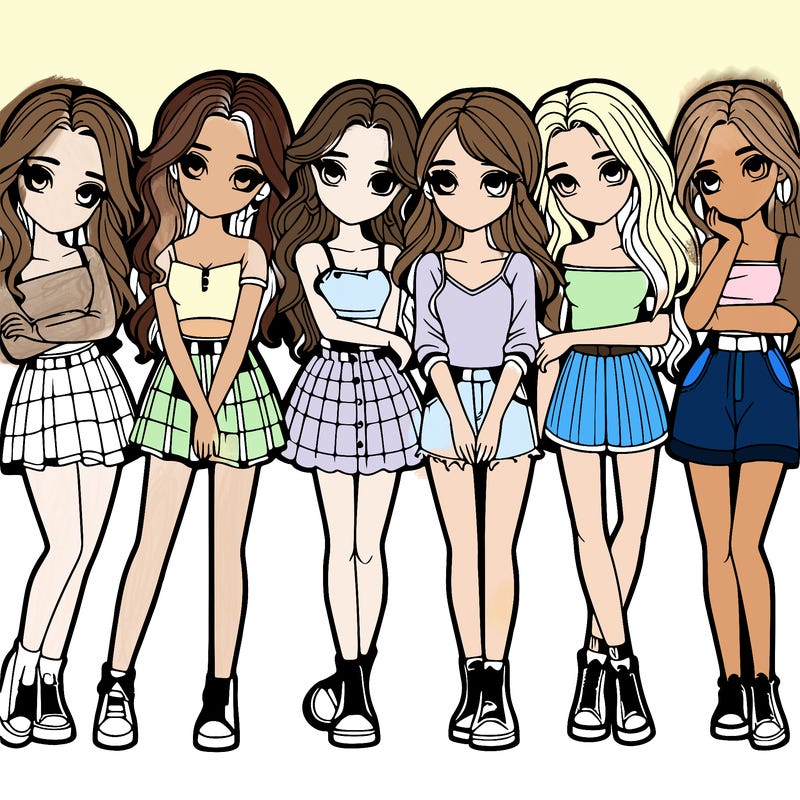 a group of girls realistic