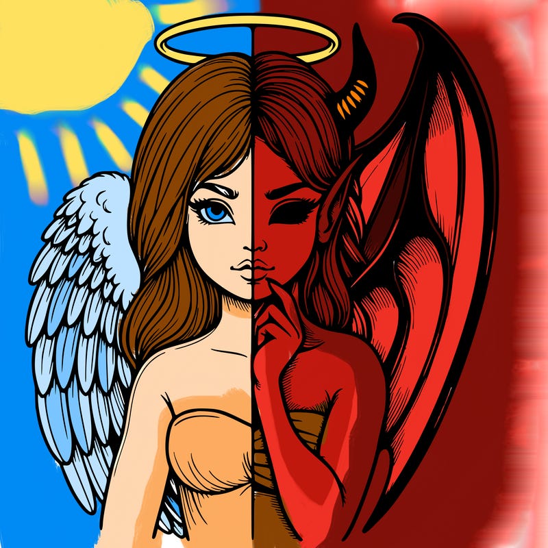 realistic angel half demon