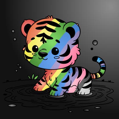 baby tiger in the water