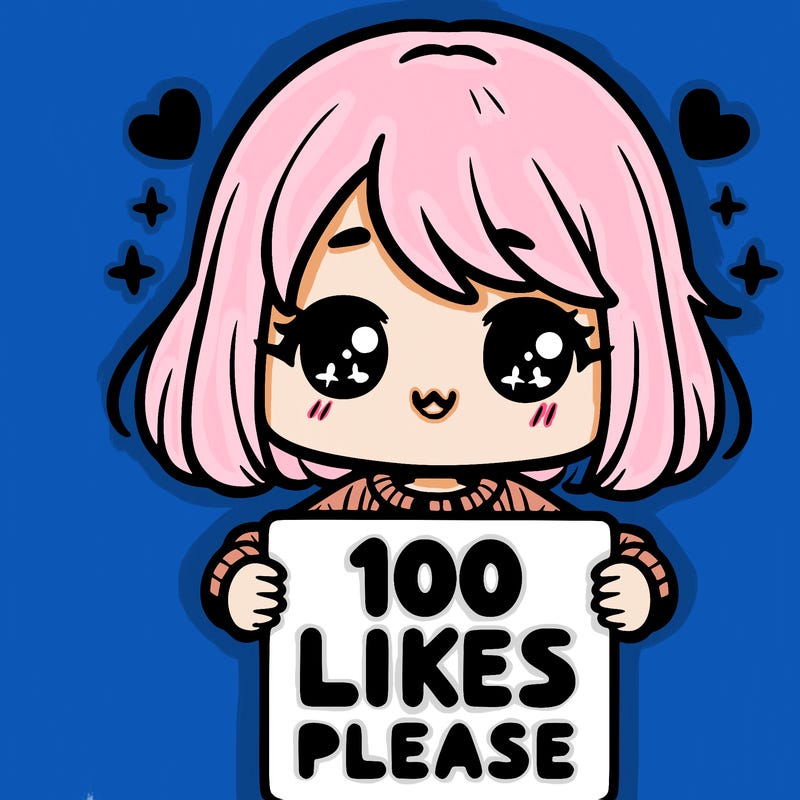 cute girl holding a sign saying 100 likes please