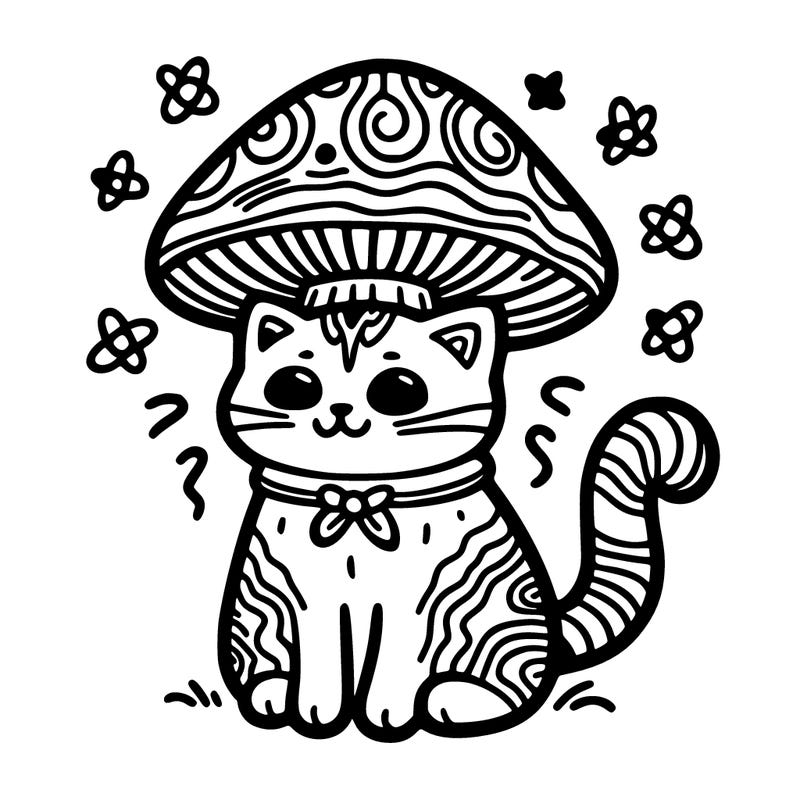 trippy mushroom cat