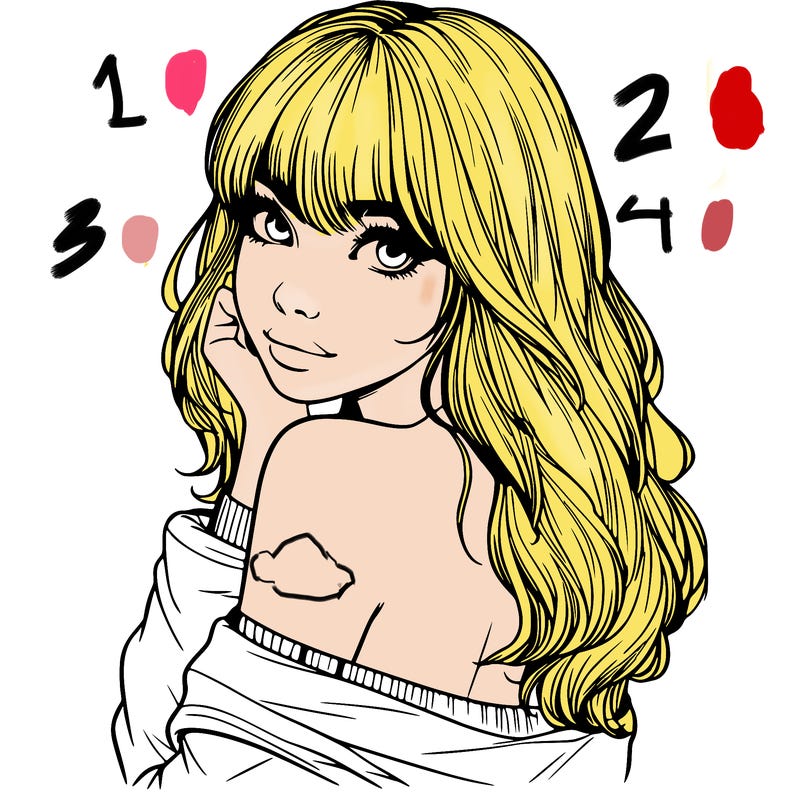 realistic girl with bangs looking over her shoulder