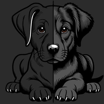 realistic dog split picture