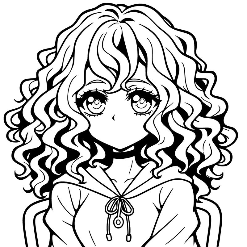 anime girl with curly hair