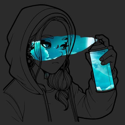a realistic girl, spray painting
