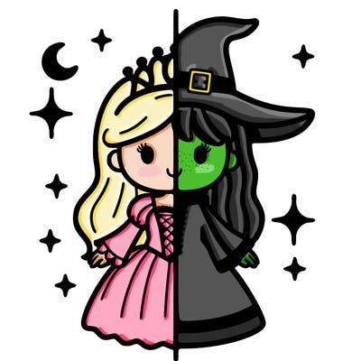 split princess and witch