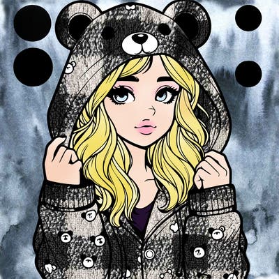 realistic girl in a animal pjs hoodie