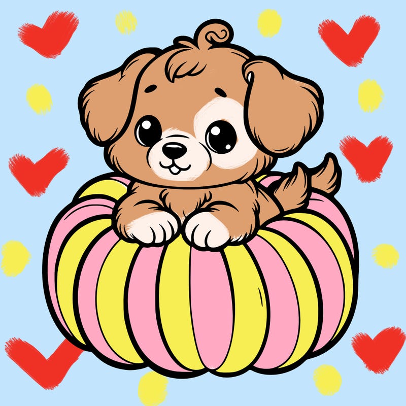 cute little puppy in a pumpkin