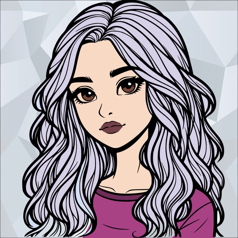 realistic teenage girl with long wavy hair