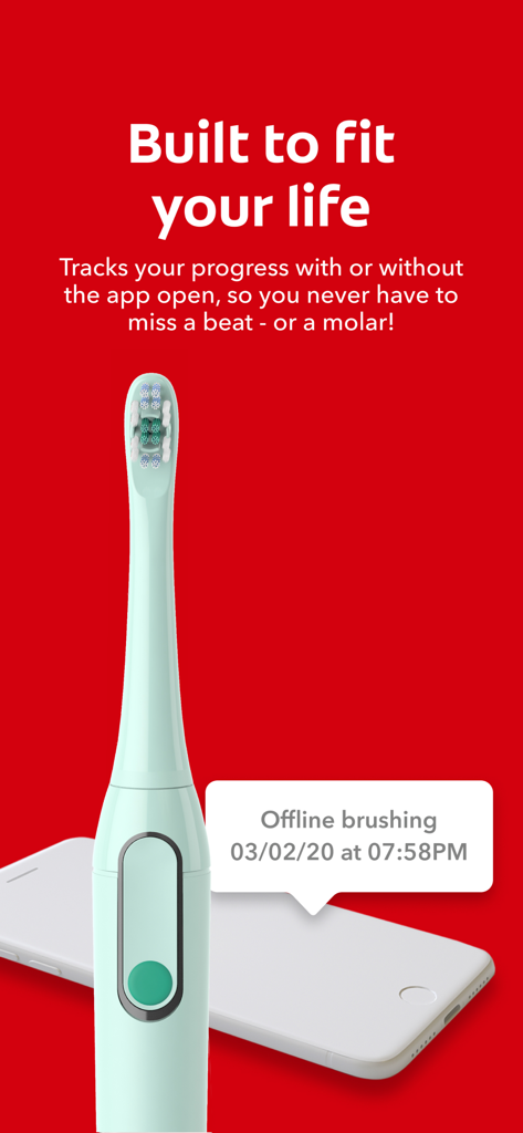 Colgate Connect - Colgate Connect Smart-Zahnbürste, die die Offline-Funktion zur Verfolgung des Putzfortschritts anzeigt