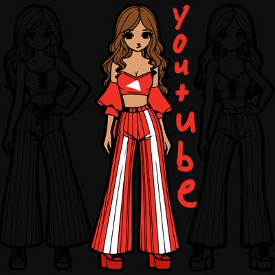 girls with flare pants and crop tops realistic