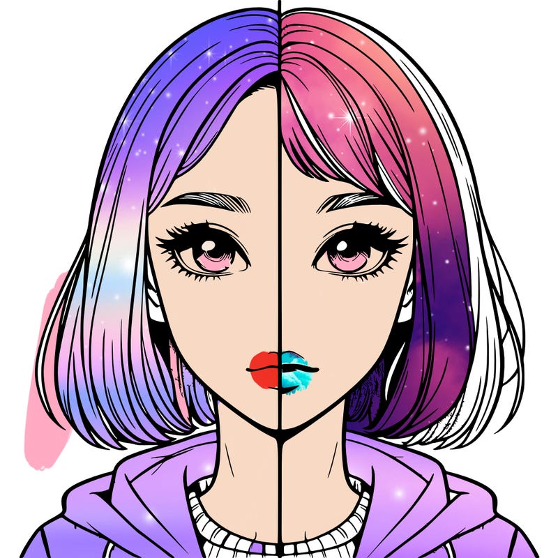 split realistic girl