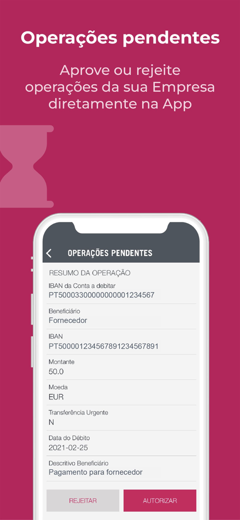 Pending business payment authorization screen in the M Empresas app