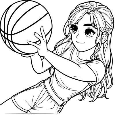 realistic girl playing basketball