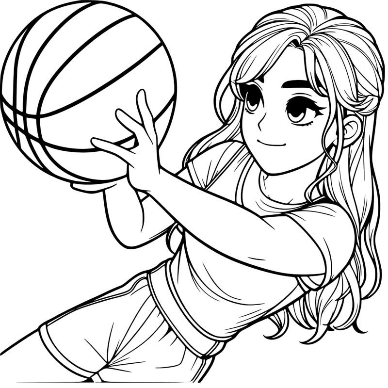 realistic girl playing basketball
