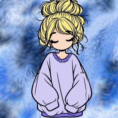 girl with baggy sweatshirt and messy bun