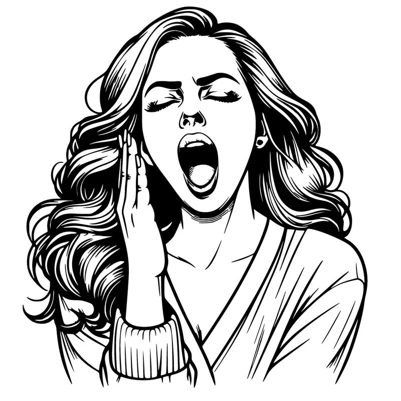 realistic woman yawning