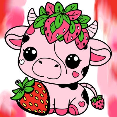 cute strawberry cow