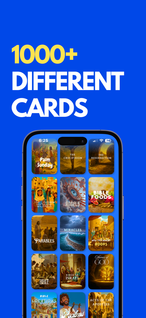 Bible Charades! - A selection of biblical game card categories in the Bible Charades mobile app