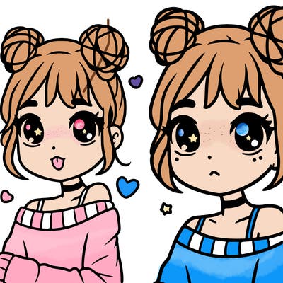 cute teenage girl with space buns