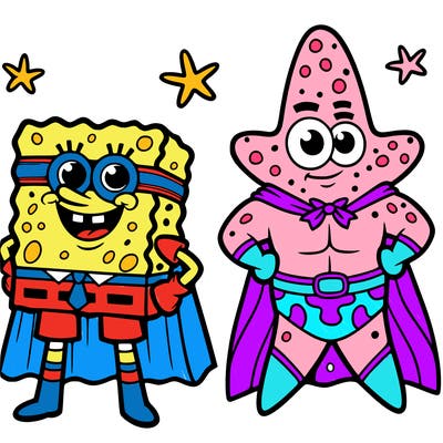 superhero spongebob and patrick