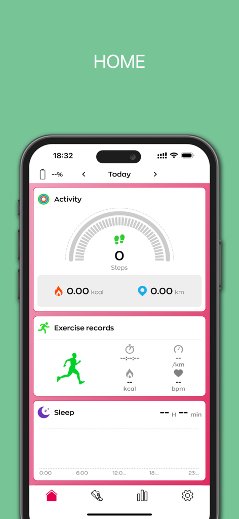 Avon Smart V2 app home screen showing dashboard with steps calories and sleep tracking