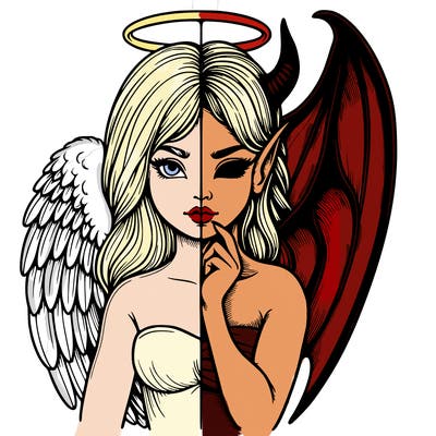 realistic angel half demon