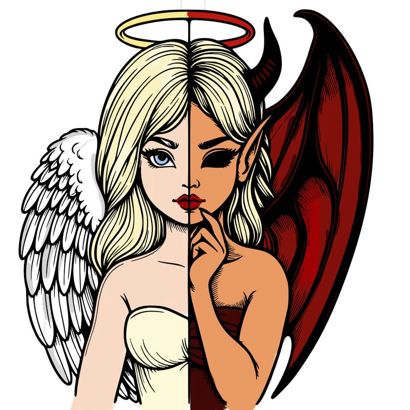 realistic angel half demon