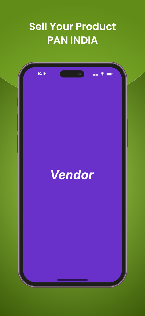 Vendor - Global Garner - Smartphone screen showing the Vendor app with the headline Sell Your Product PAN INDIA on a green background
