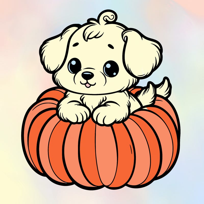 cute little puppy in a pumpkin