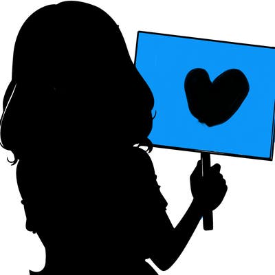 realistic pretty girl holding blank sign