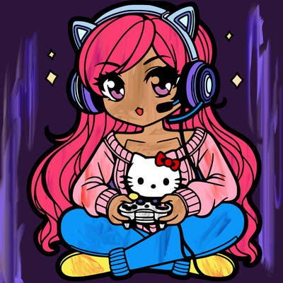 a gamer with kitty headphones and that’s a girl