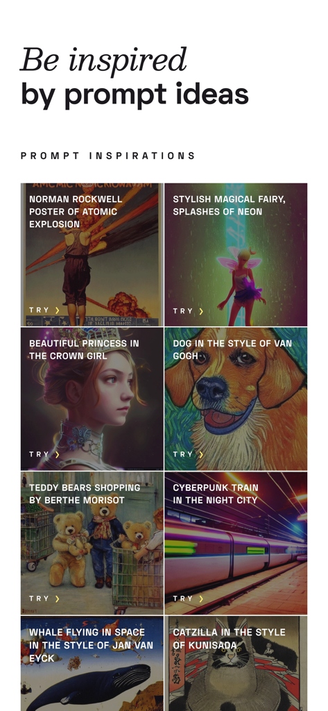 多様なAI生成アートスタイルとクリエイティブなプロンプトのインスピレーションのギャラリー。