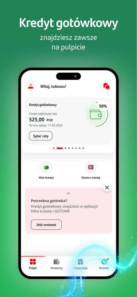 Santander Consumer Bank - Santander Consumer Bank App-Oberfläche mit einer Übersicht über Barkredite, Zahlungsdetails und Ratenplan