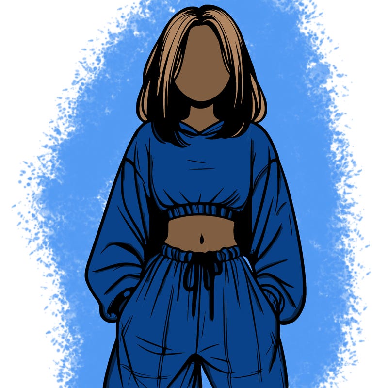 realistic girl faceless with baggy pants and a crop top